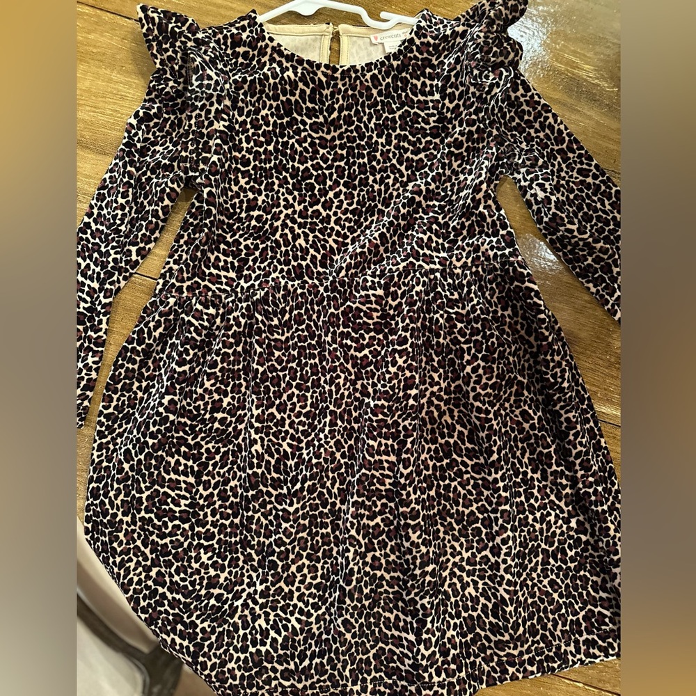 J Crew Girls ruffle trimmed velvet leopard dress - sizes 6 & 7